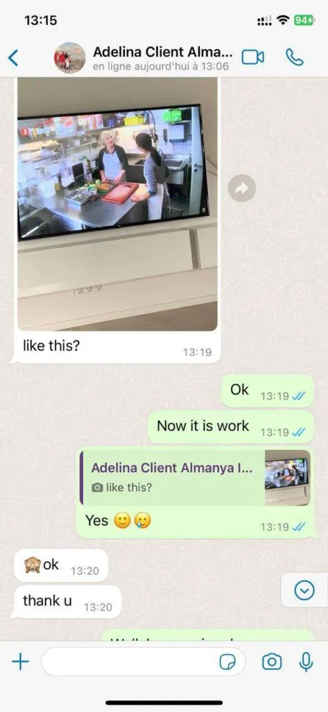 WhatsApp chat: quick technical support interaction